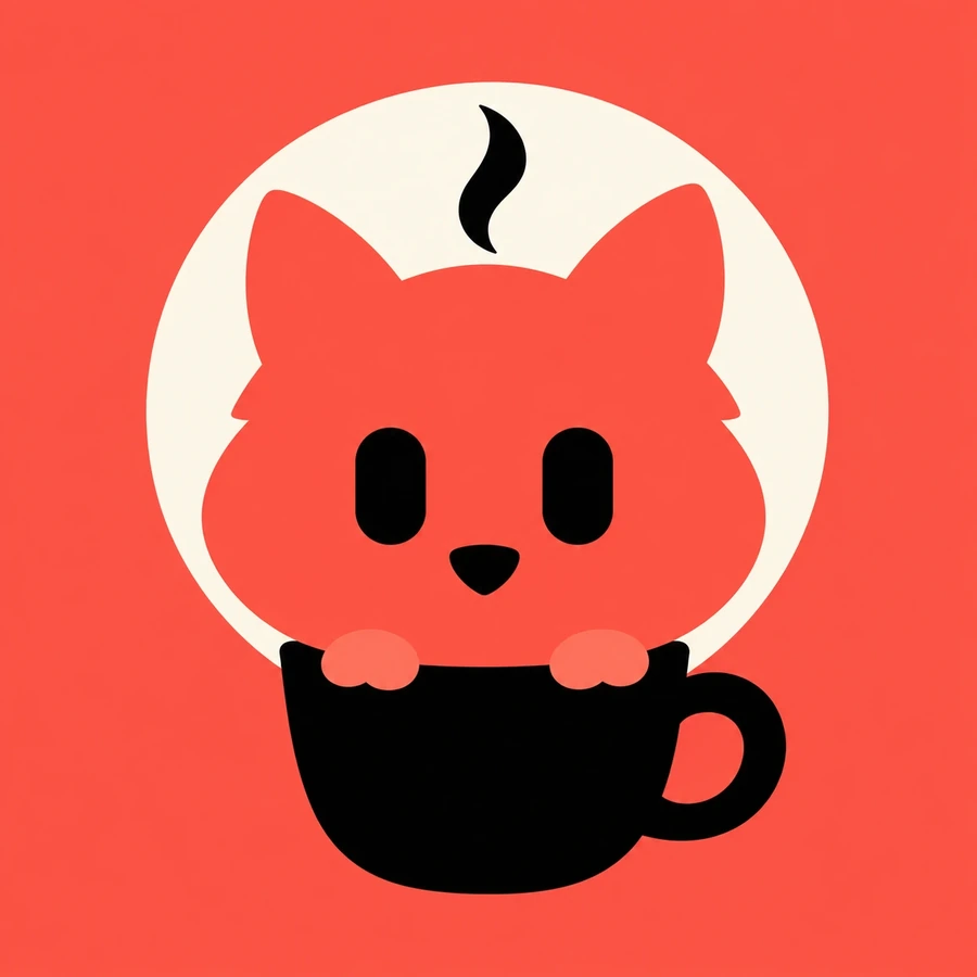 The slop inu puppy peeking out of a black coffee cup in front of a cream circle